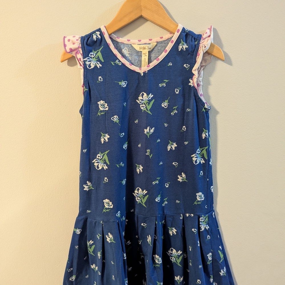 Matilda Jane Navy Floral Dress with Pink Ruffle Trim